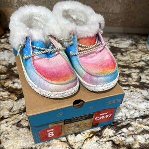 Kids Rainbow Shoes with Faux Fur